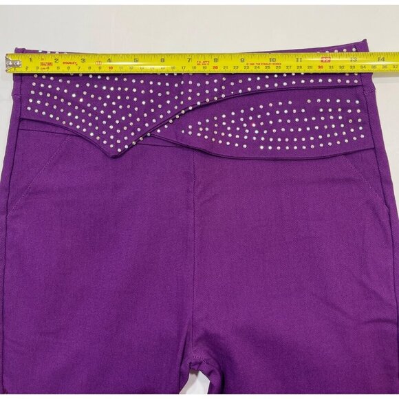 Womens Fancy/Show Pants L/XL Pull-On Skinny Ankle Rhinestones Lace Onlay Pockets - Picture 7 of 14
